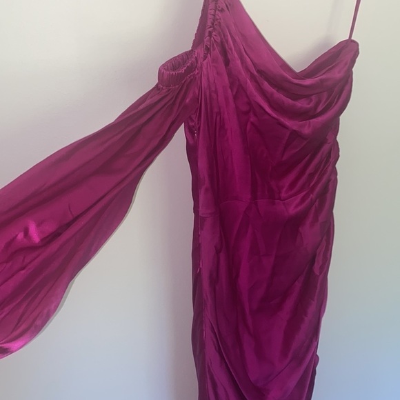 NWT Cinq a Sept Barbiecore Pink Asymmetrical Nikita Petunia Silk Dress - Picture 3 of 10